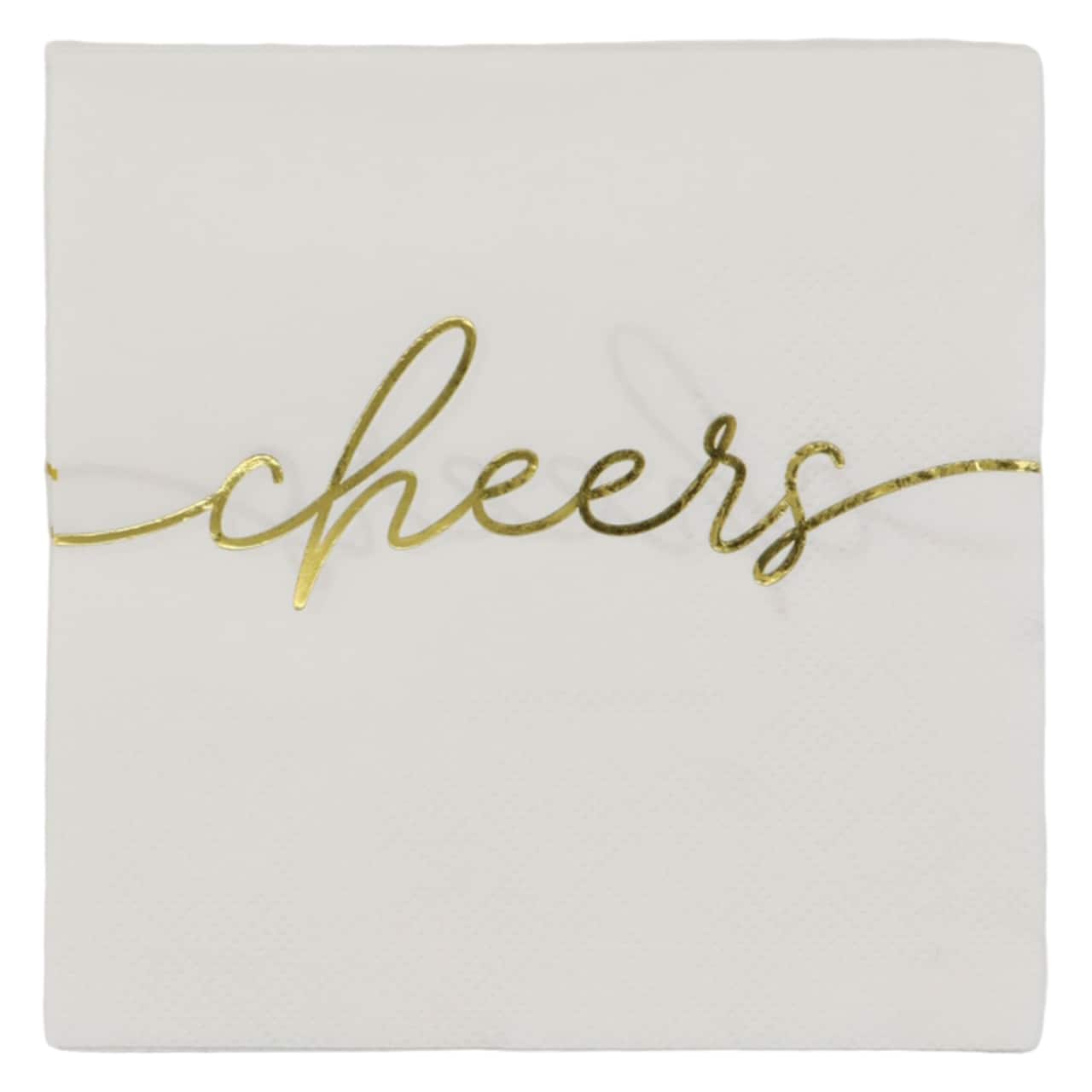 24 Packs: 20 ct. (480 total) Gold & White Cheers Beverage Napkins by Celebrate It™